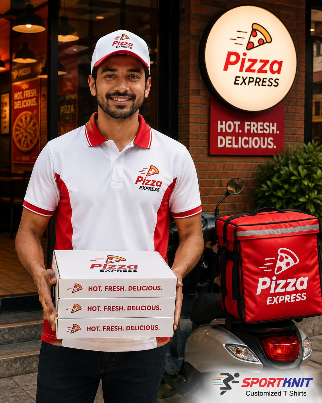 CUSTOMIZED PIZZA DELIVERY STAFF POLO T-SHIRTS & UNIFORMS