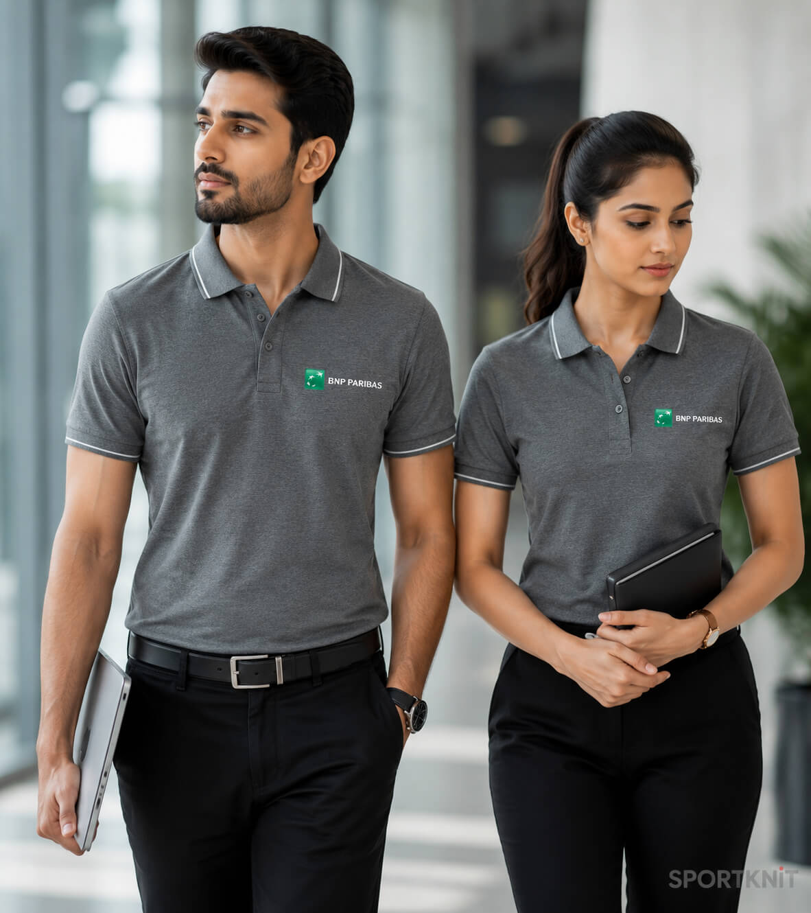 GREY MELANGE COTTON POLO T SHIRTS