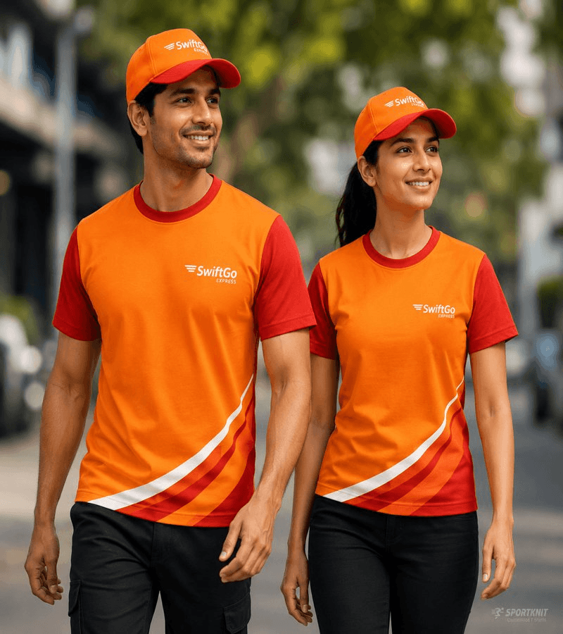 ORANGE DIGITAL PRINTED POLY T SHIRT